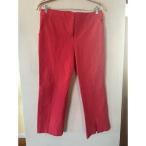 Trina Turk Montebello Crop Capri Pants Flat Front Slitted Cuffs Sze 10 Coral EUC